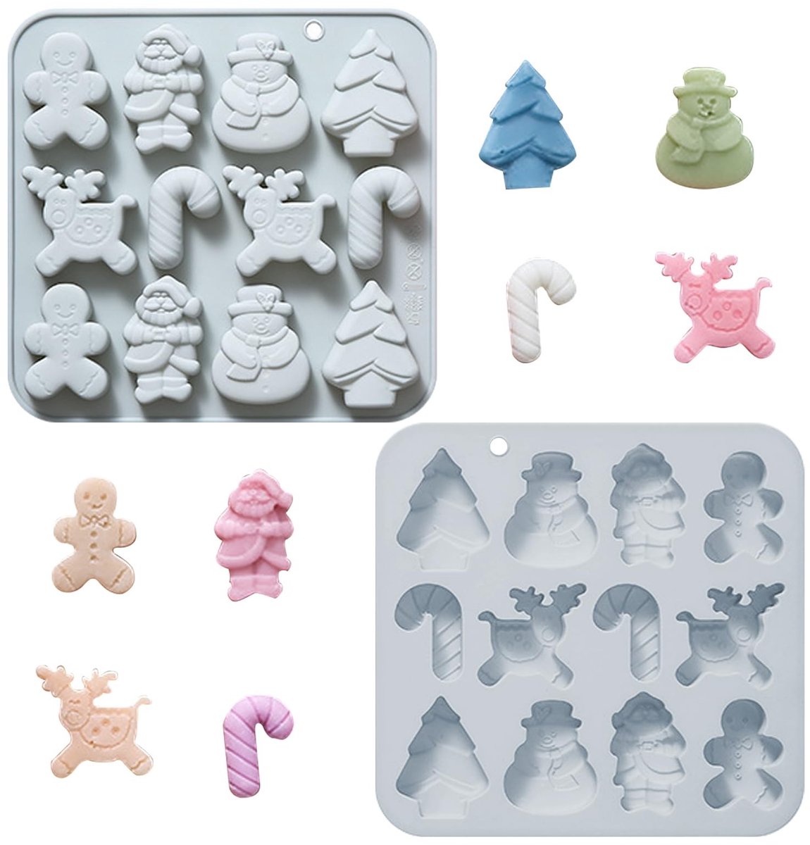 Dailygoods - Set van 2 Siliconen Chocoladevormen met Kerstthema