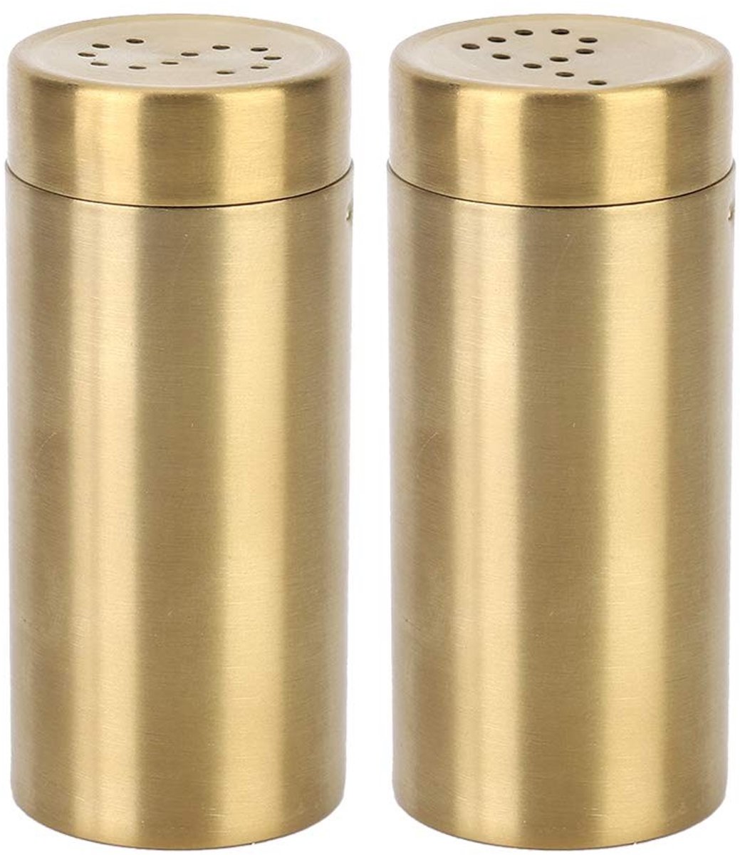 Dailygoods - Set van 2 Roestvrijstalen Kruidenschudpotten Goud