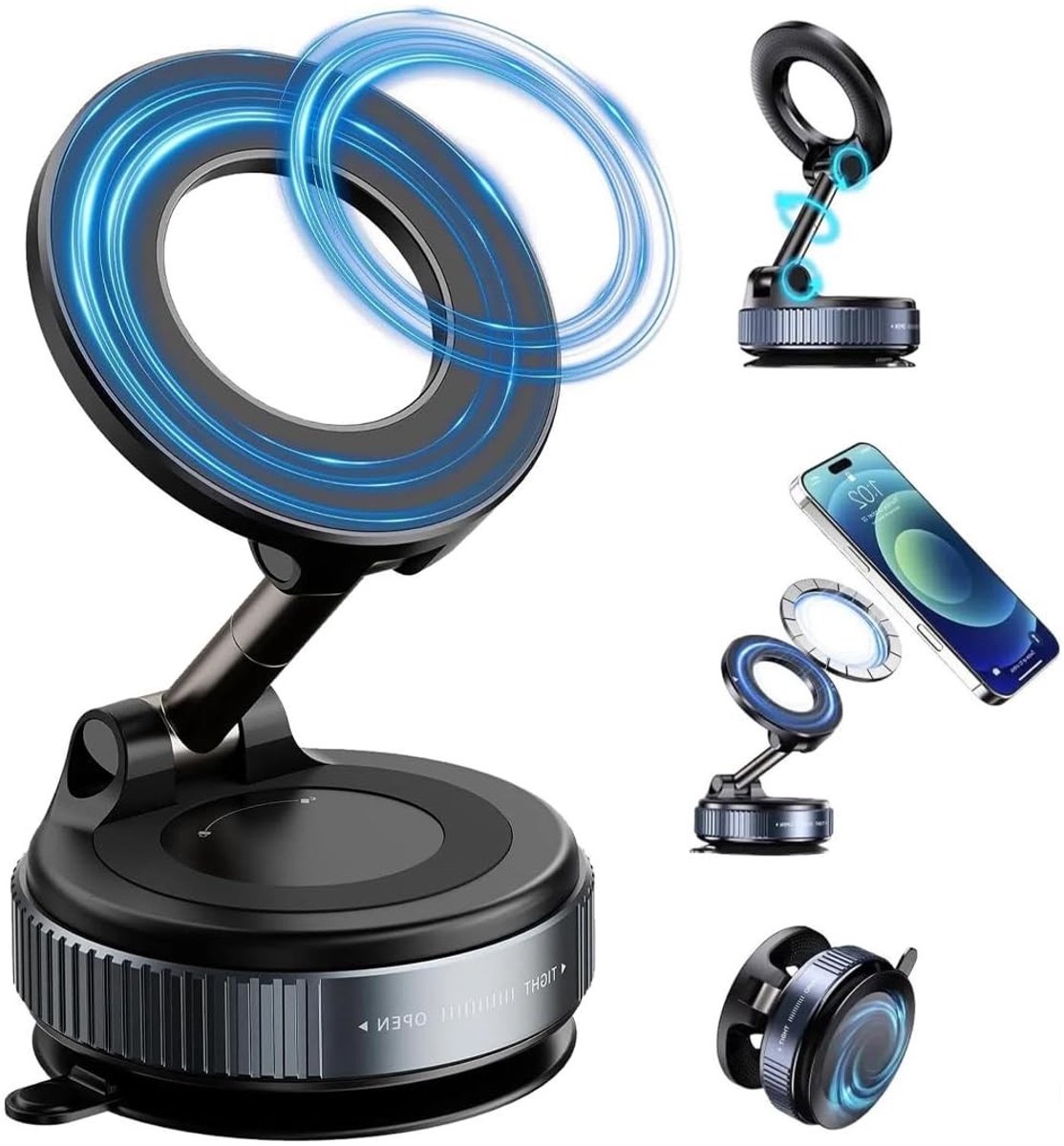 Dailygoods - Magnetische Telefoonhouder voor Auto, 360° Draaibaar met Zuignap