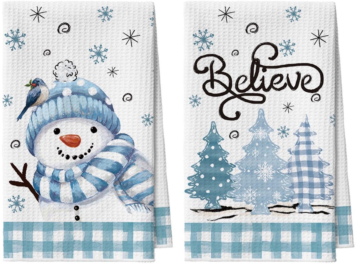 Dailygoods - Set van 2 Microvezel Keukendoeken met Kerstmotief, 42 x 65 cm