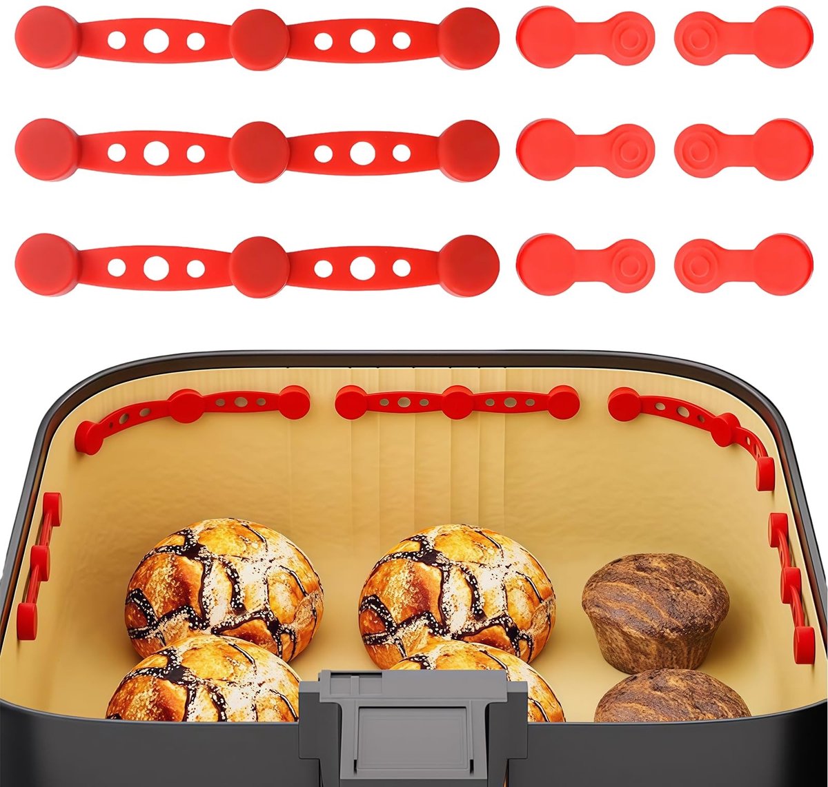Dailygoods - Set van 3 Magnetische Siliconen Gespen voor Airfryer