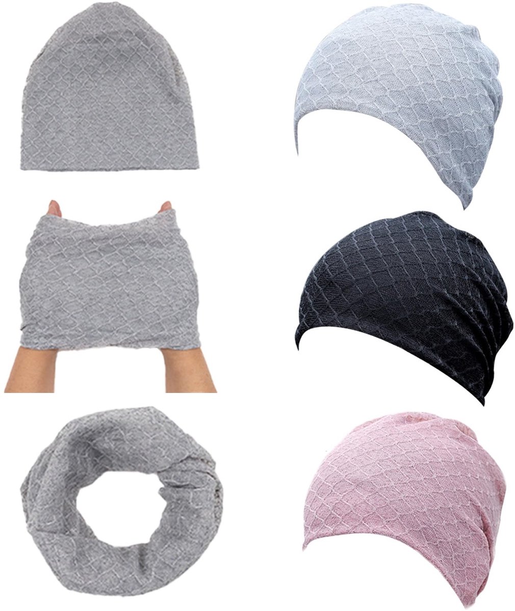 Dailygoods - Slouchy Tulbandmuts voor Dames, 3 Stuks, Chemotherapie