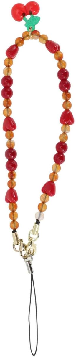 Dailygoods - Mobiele Telefoonketting met Parels in Rood Barnsteen