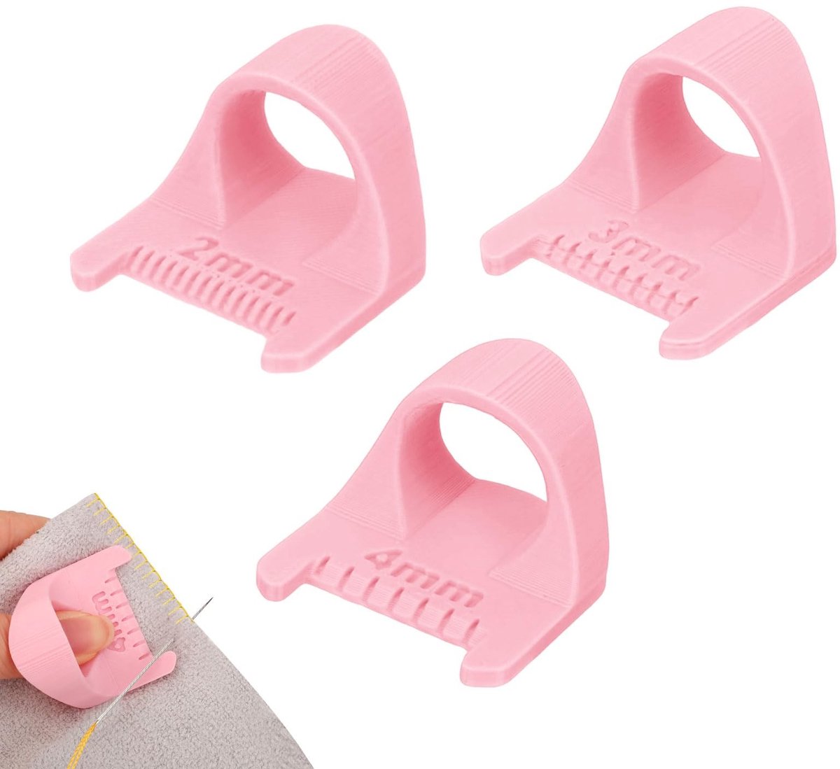 Dailygoods - Set van 3 Roze Vingersteeklinialen voor Naaiprojecten