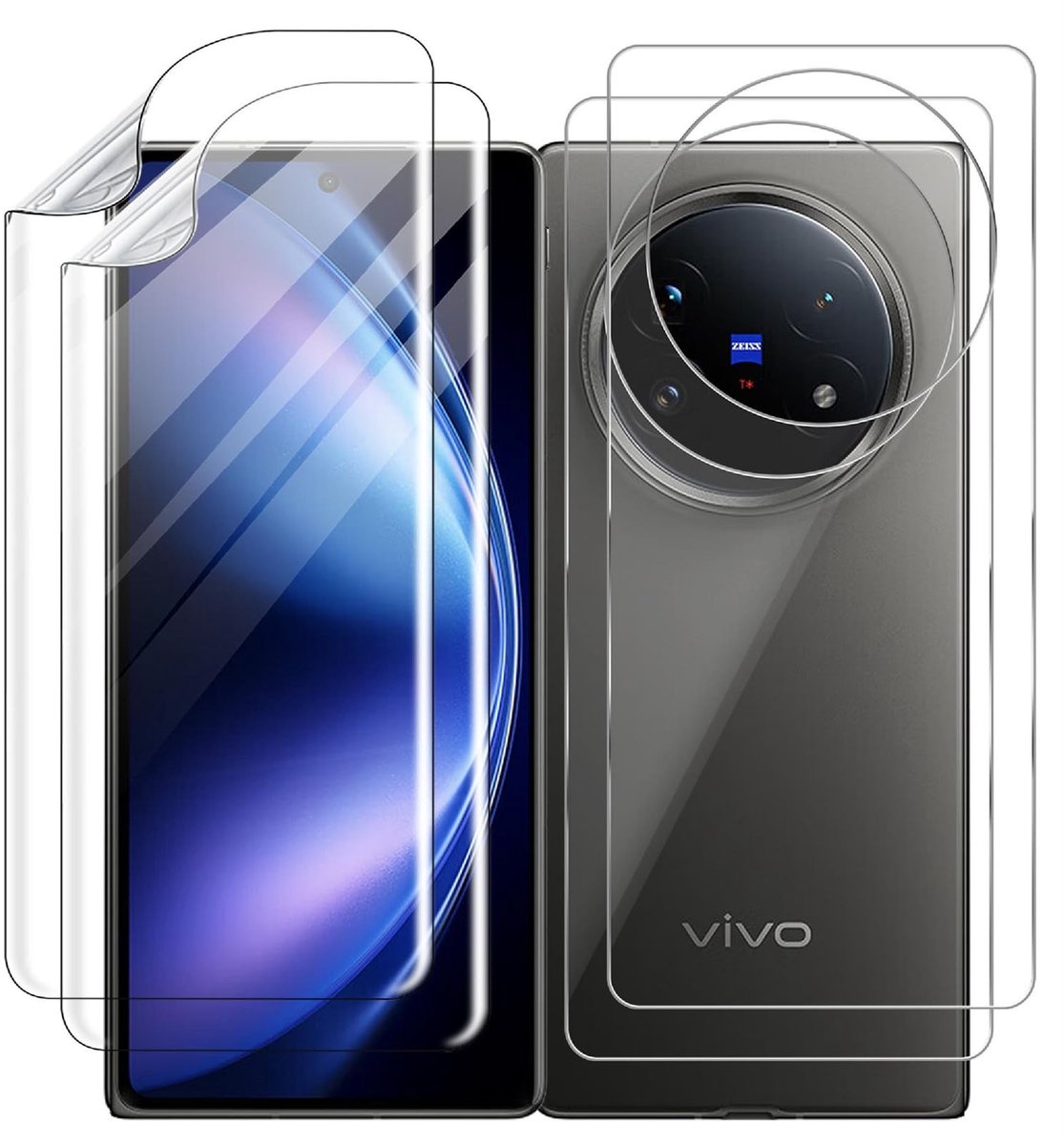 Dailygoods - Set van 4 Displaybeschermfolies voor Vivo X Fold 5, Krasbestendig