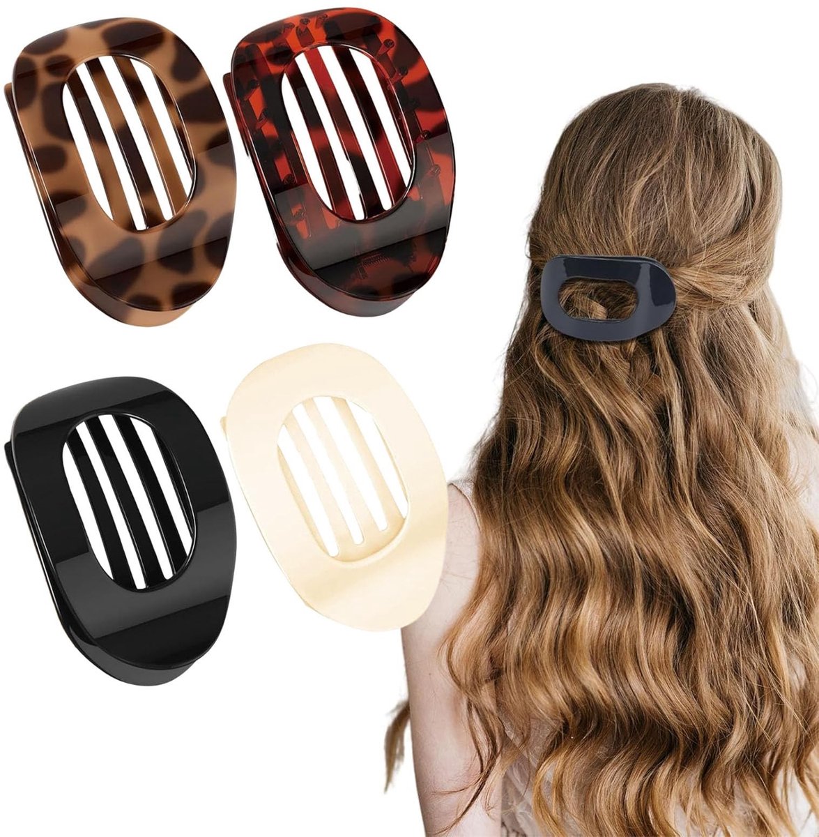 Dailygoods - Set van 4 Platte Haarclips voor Vrouwen met Sterke Grip