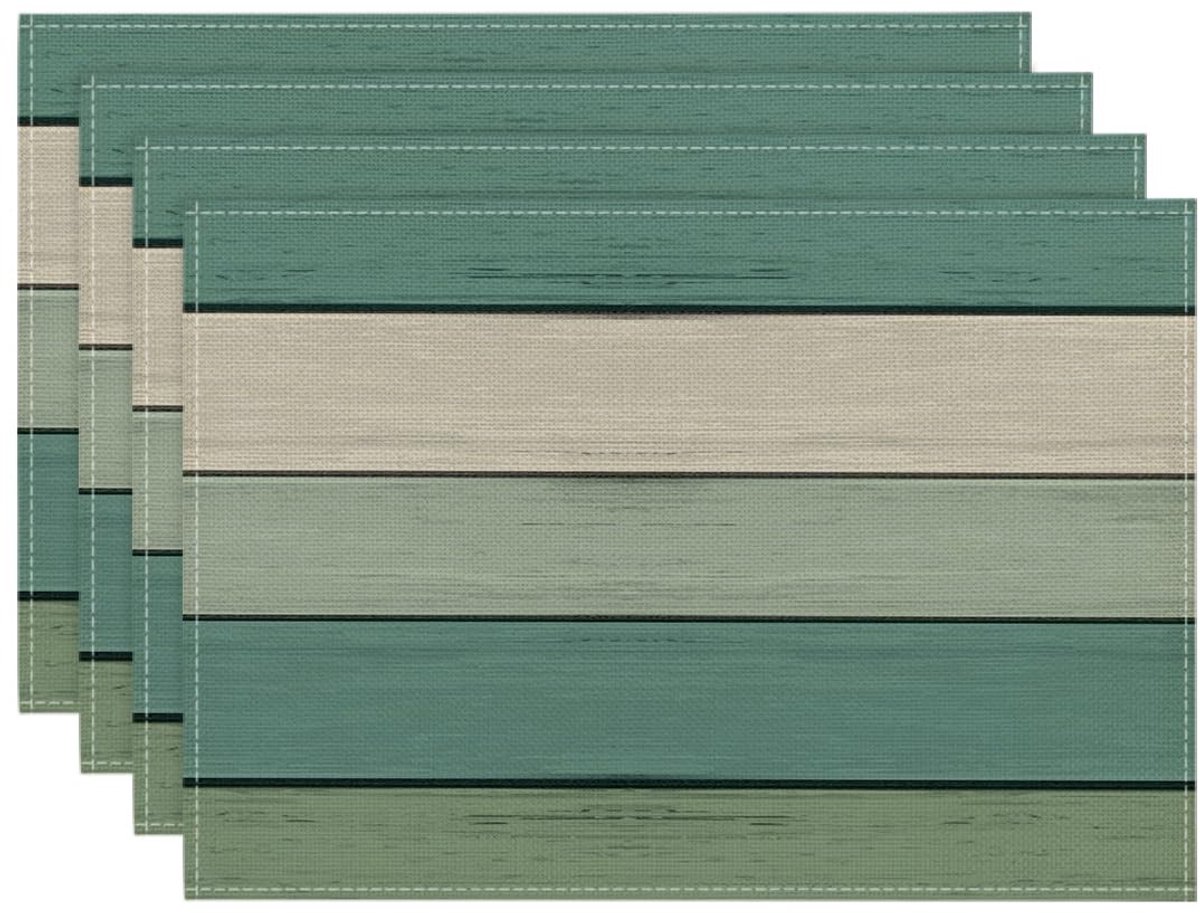 Dailygoods - Set van 4 Watergroene Antieke Placemat 30x45cm
