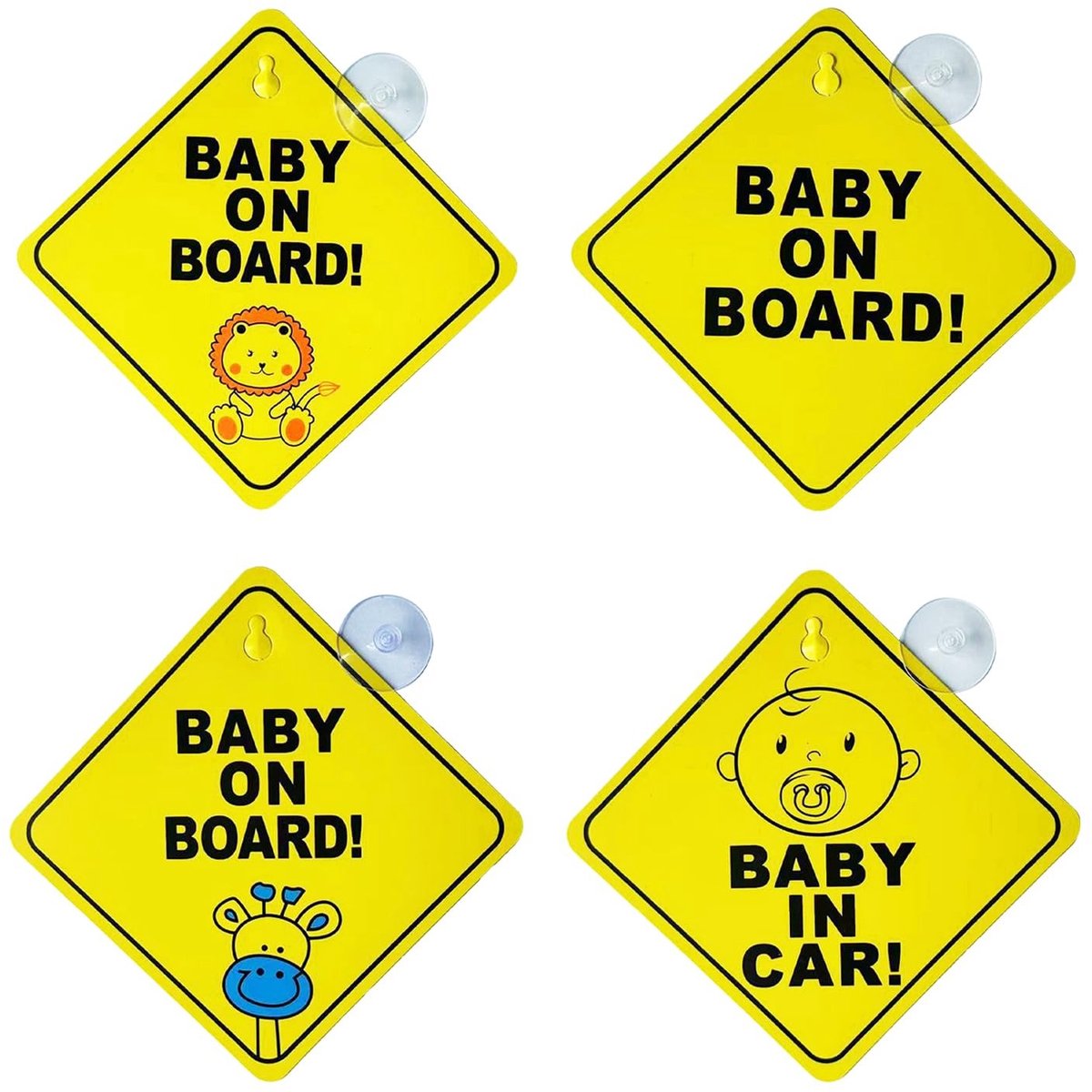 Dailygoods - Waarschuwingsstickers voor Kinderen, Set van 4 Zuignap Stickers