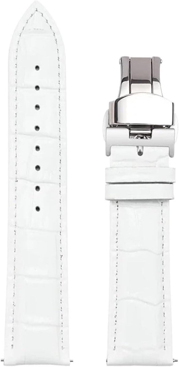 Leren Horlogeband - Vervangende Band - Dagelijks Gebruik - Echt Leer - 12-26 mm - Wit