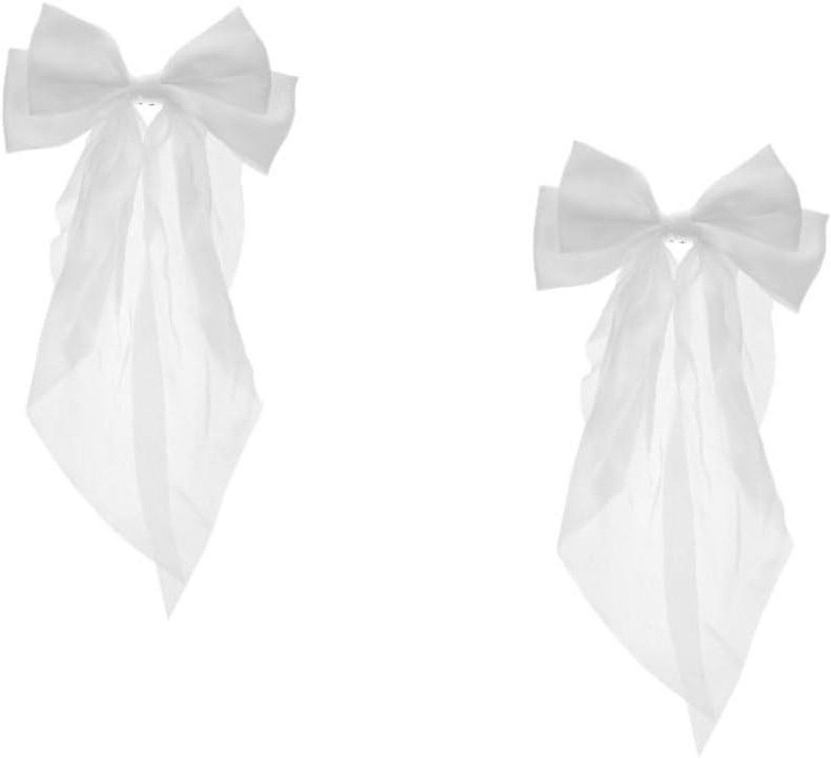 Haarstrik Clips - Strik Spelden - Feestelijke Decoratie - Lichtgewicht Stof - 39 x 20 cm - Wit