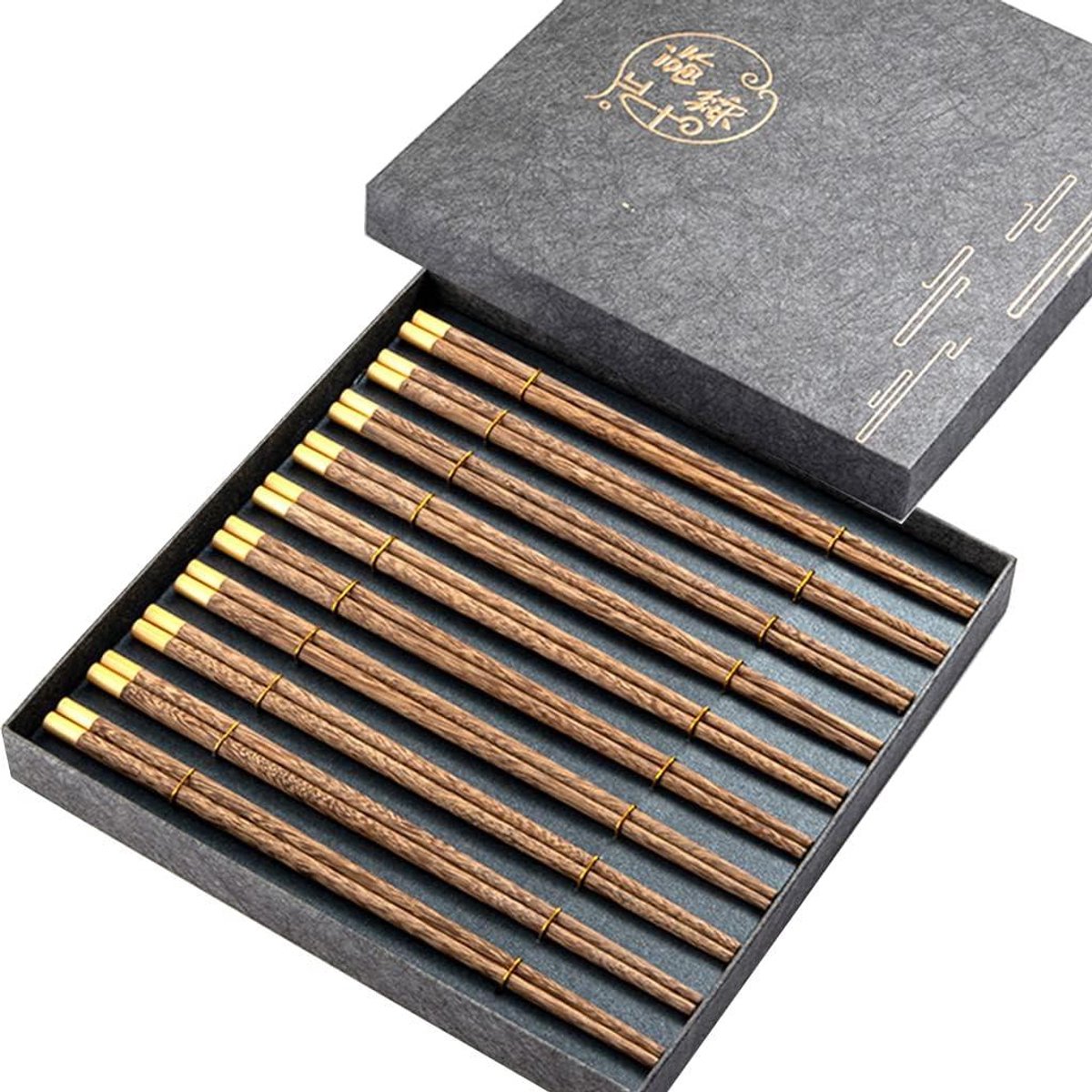 Houten Eetstokjes - Luxe Set - Aziatisch Eten - Antislip Ontwerp - 10 Paar - Natuurlijk Hout