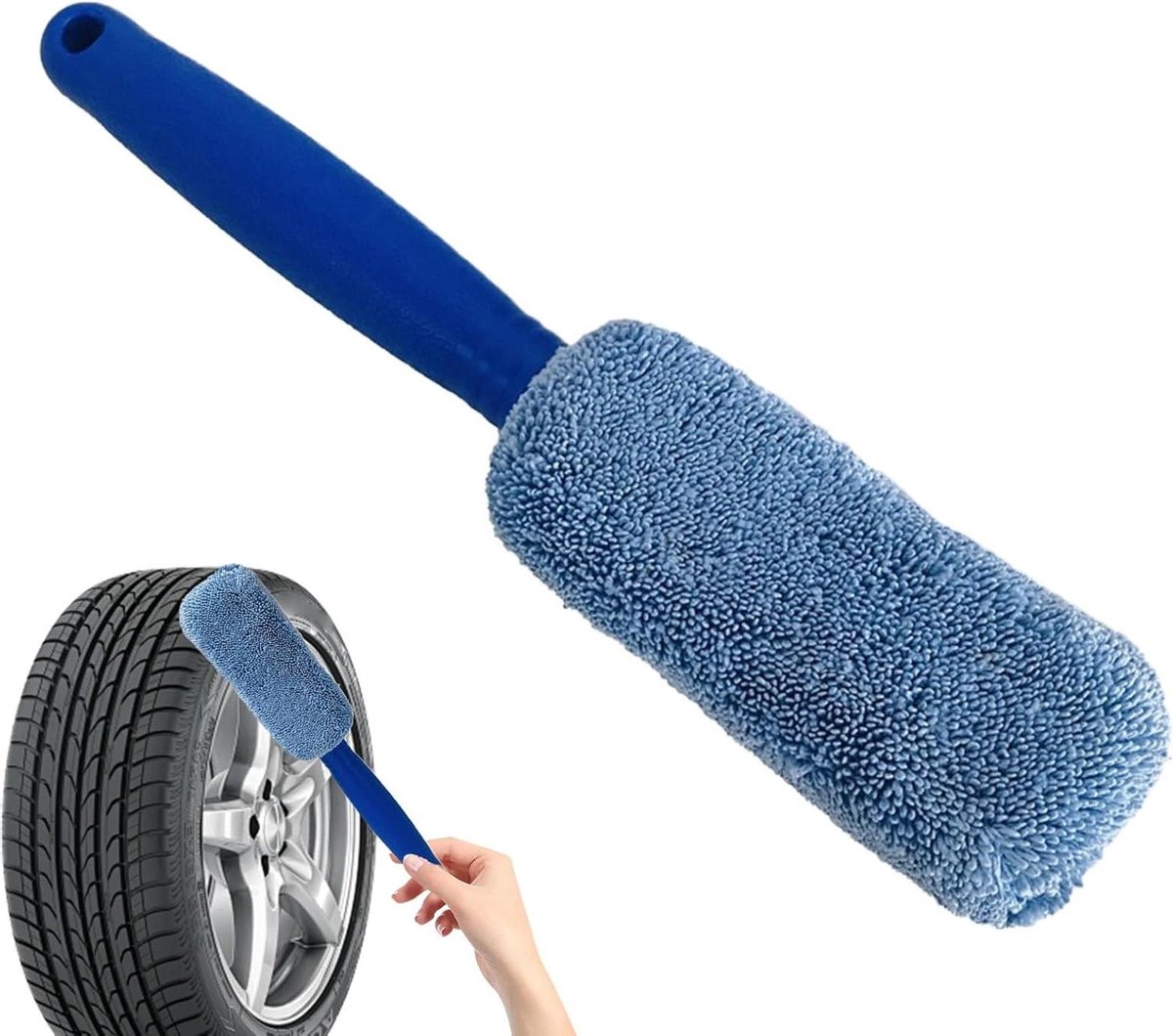 Wielborstel - Velgenborstel - Auto reinigen - Flexibele reinigingstoegang - 31 cm lang - Blauw