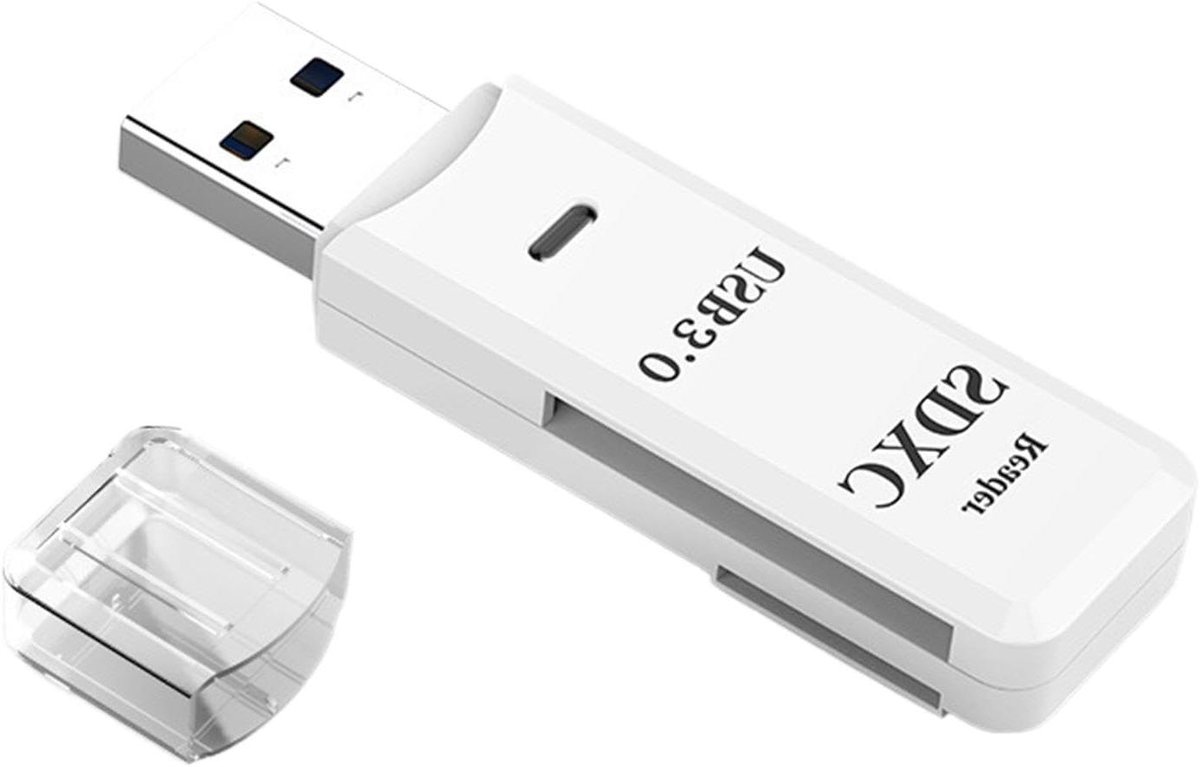 SD Kaartlezer - Geheugenkaartlezer - Snelle Data Overdracht - USB 3.0 Snelheid - Compact Design - Wit