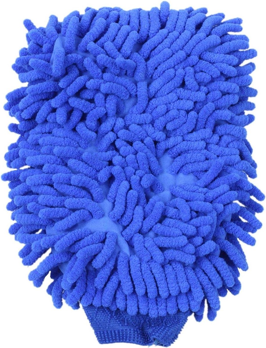 Washandschoen Microvezel - Chenille Handschoen - Auto Reinigen - Dubbelzijdig Ontwerp - 23 x 14 cm - Blauw