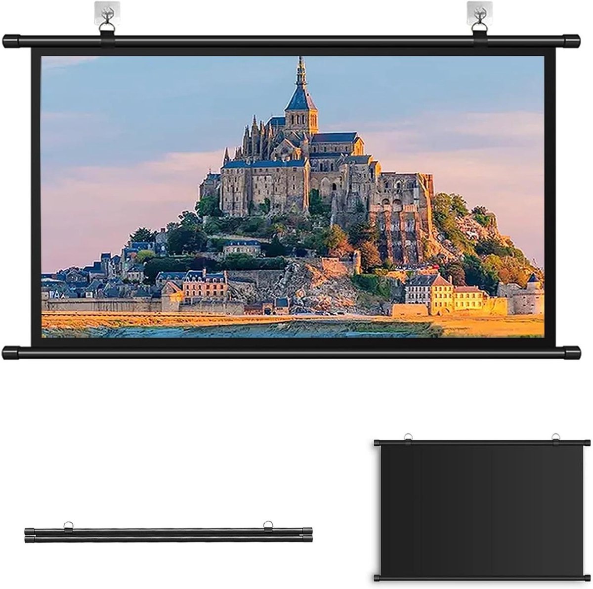 Projectiescherm Handmatig - Filmscherm Binnen - Thuisbioscoop Ervaring - Kreukvrij Materiaal - Tot 70 inch - Wit