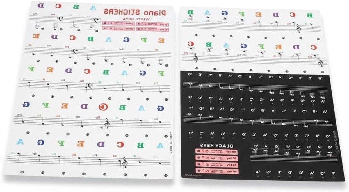 Piano Toetsenbord Stickers - Muziek Noten - Beginners Leren - Zelfklevend Verwijderbaar - 88 Toetsen - Transparant