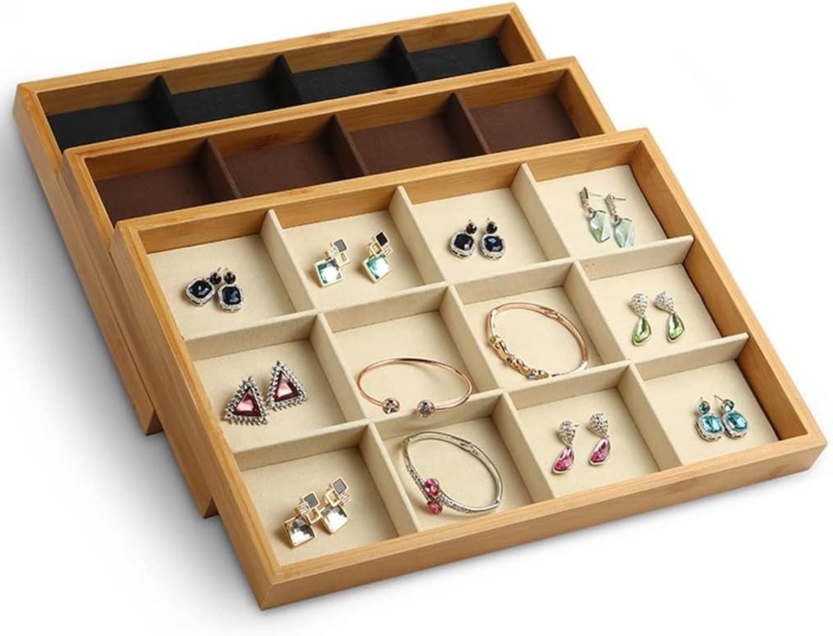 Sieradenbakjes Stapelbaar - Opbergbakjes Sieraden - Accessoires Ordenen - Set Van Drie - Draagbaar - Transparant