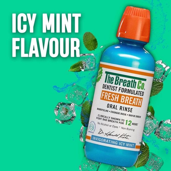 The Breath Co Mondwater - Icy - Mint - 500 ML - Tegen - Slechte Adem - Droge Mond - Ontstoken Tandvlees
