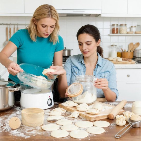 Deegverpakkingsmachine - Knedelpers - Keuken Gebruik - Massief Houten Frame - 47 cm Bal - Natuurlijk Hout — afbeelding 5