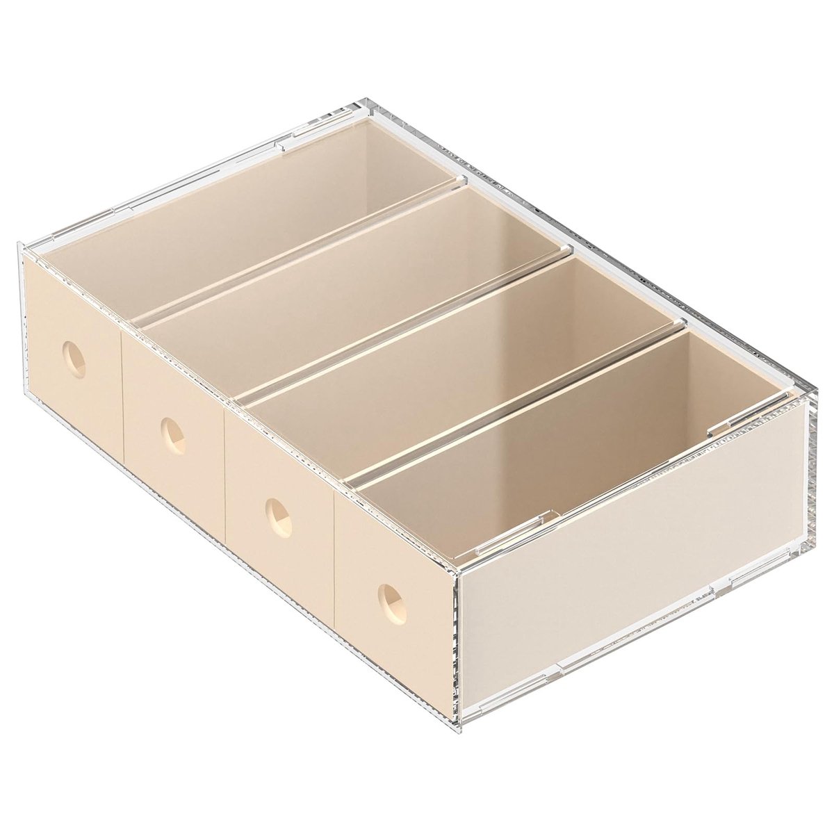 Dailygoods - Dailygoody - Zonnebril Organizer - Zonnebrillen Opbergruimte - Geel - Acryl Opbergdoos - Geschikt voor Grote Zonnebrillen - 4 Lades