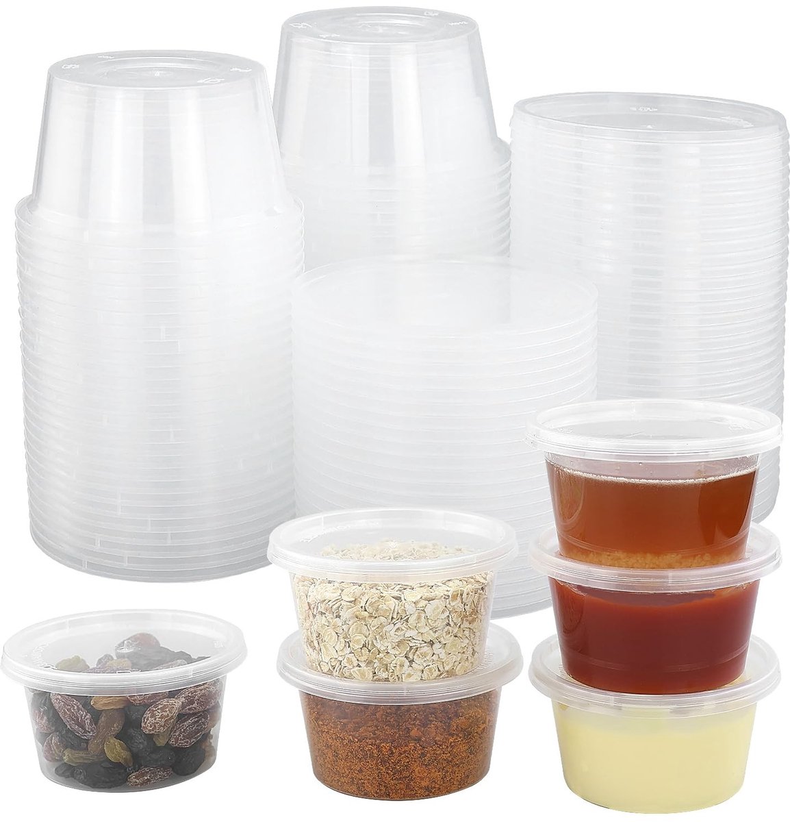 Dailygoods - 55 Stuks Ronde Voedseldozen met Deksel voor Dips en Salades