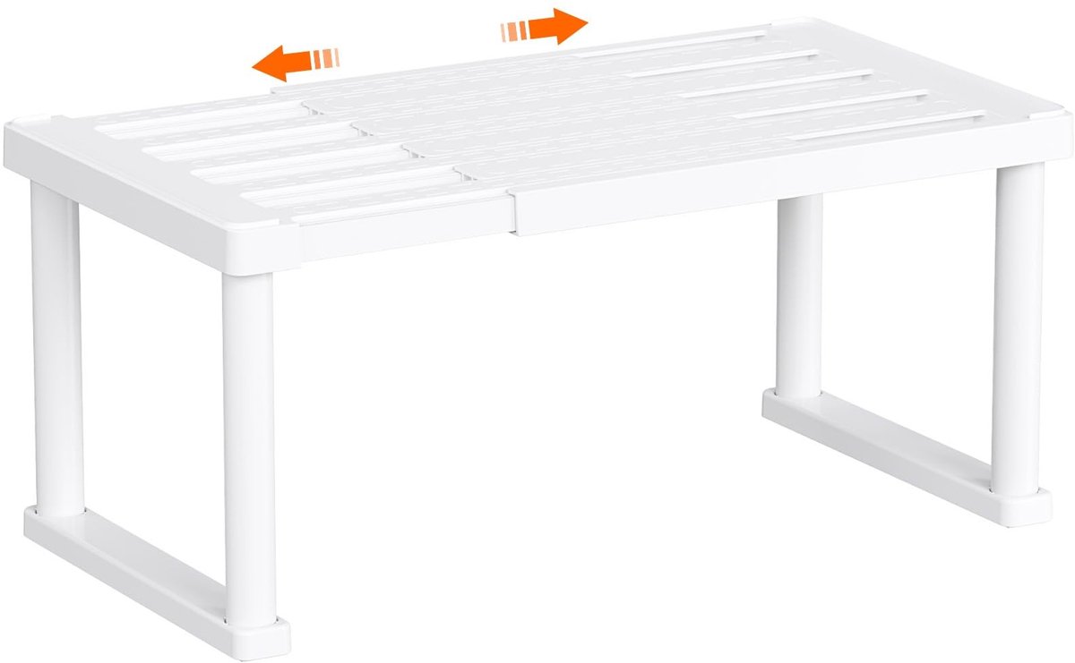 Dailygoods - Dailygoody - Kast Plank Organizer - Uitbreidbaar Aanrechtblad - Antislip Ontwerp - Wit - Voorraadkast Keuken Opslag - Ideaal Voor Keuken en Badkamer