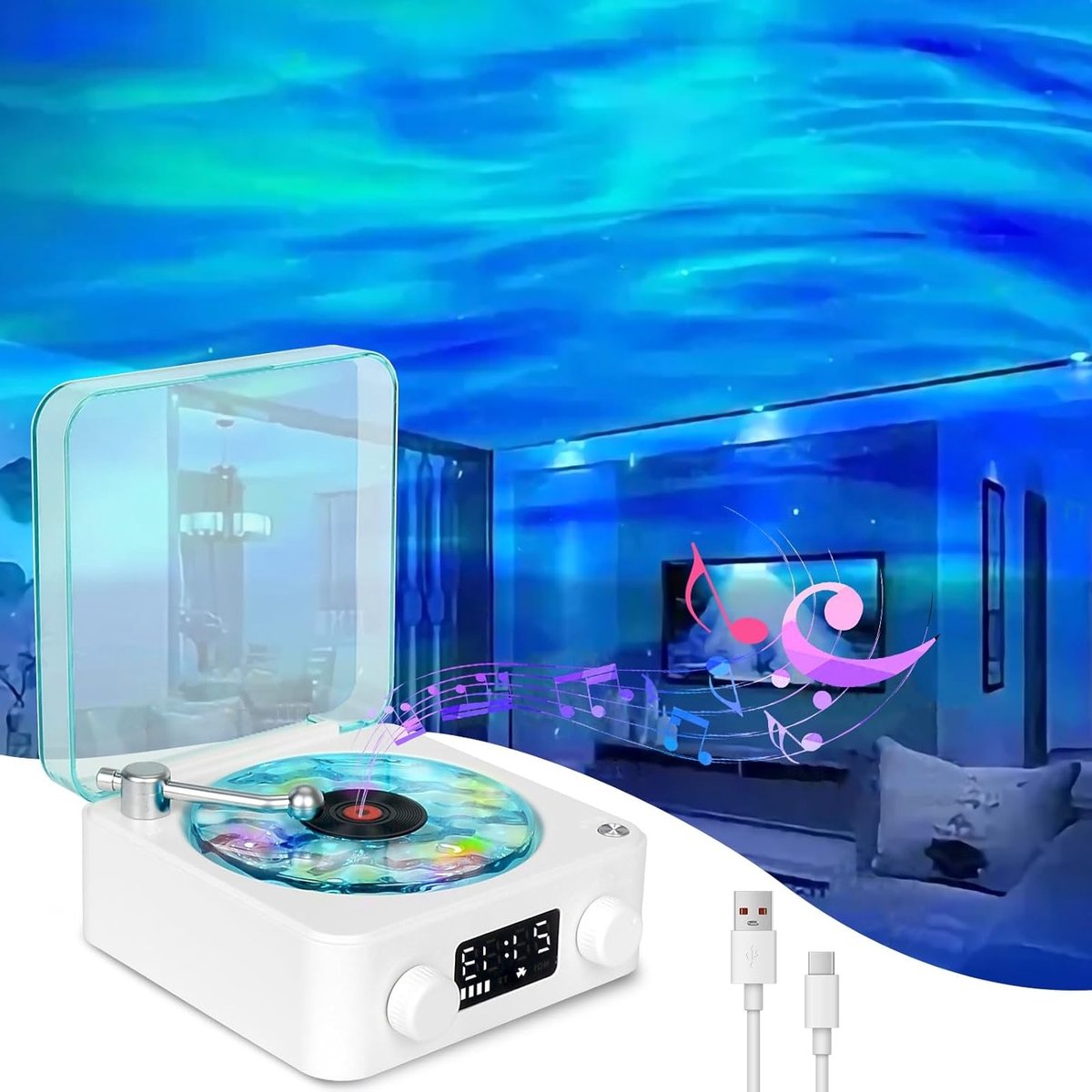 Sterrenhemel projector met bluetooth-luidspreker en witte ruis timer