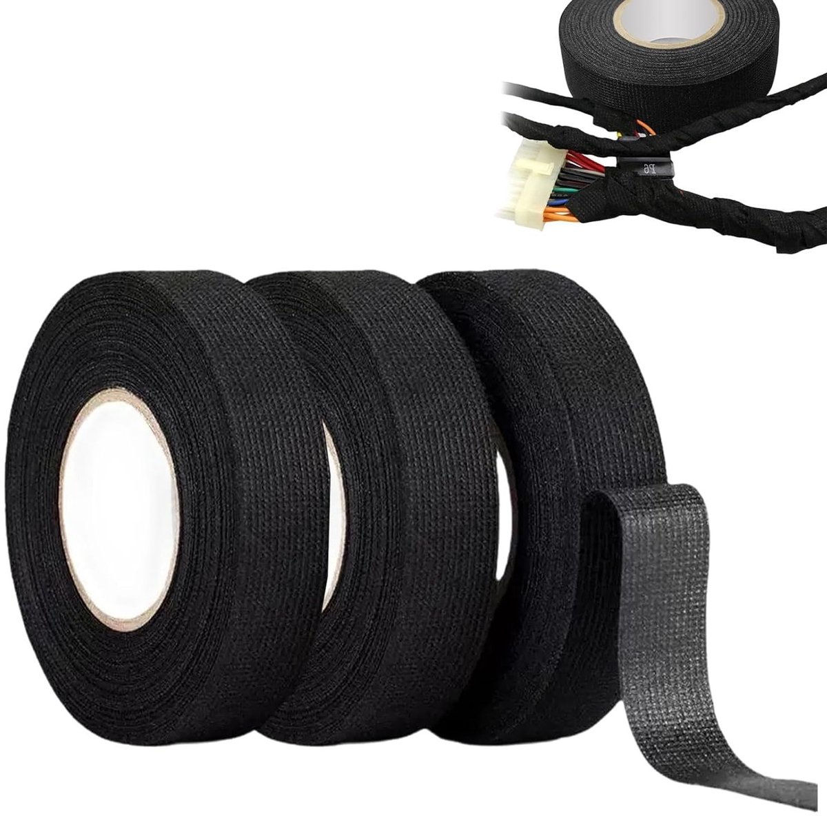 Zwarte Isolatietape voor Kabelbundels - 3 Stukken Zelfklevende Textieltape voor Elektriciens en Draadbedrading