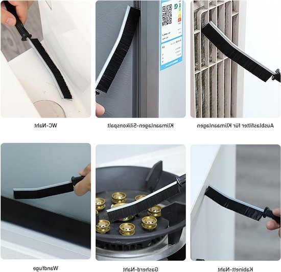 Diepe reinigingsborstel set voor voegen, schrobborstel met handvat en speciale schoonmaakborstel voor hardnekkig vuil — afbeelding 2