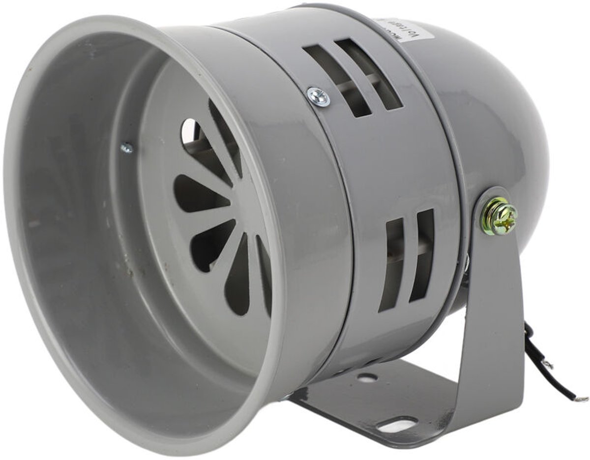 120dB industrieel alarm – 40W voeding – Grijze metalen behuizing – Geschikt voor vaste installatie in kritische omgevingen