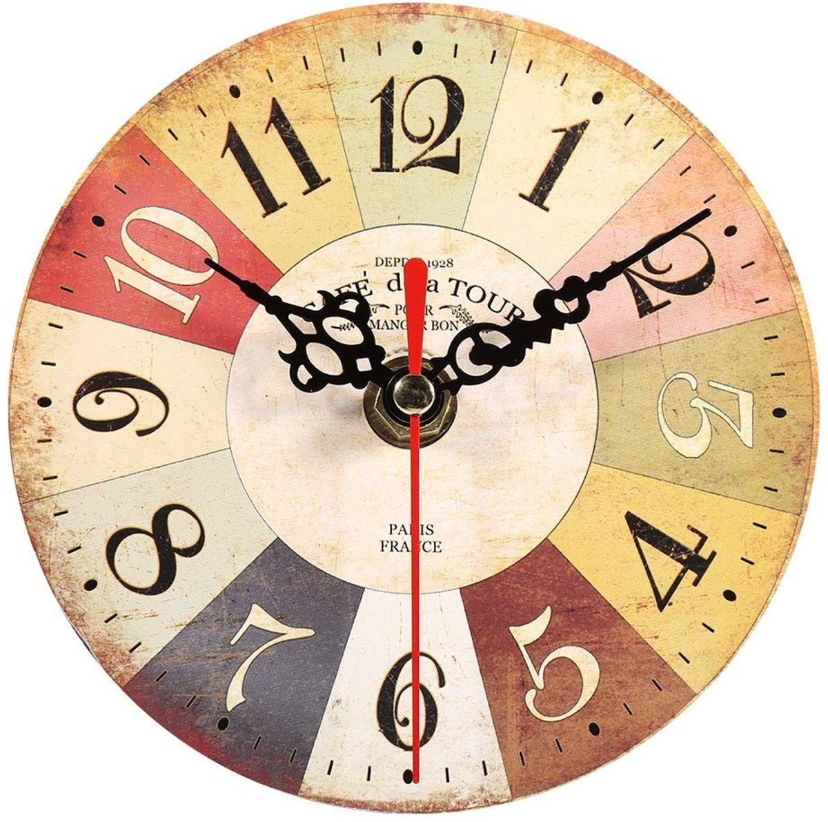 Cosensi - Dailygoody - Ronde digitale wandklok - Vintage wanddecoratie - Houten slinger - Antieke stijl - Decoratie voor keuken - 28 cm - Ideaal voor woonkamers