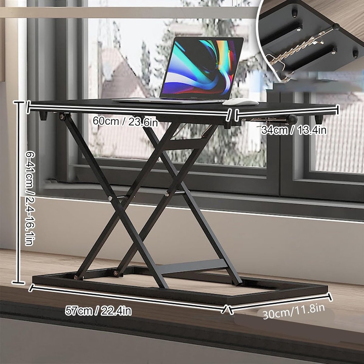 Laptop Verhogende Tafel - Staande Computer Lift - Comfortabel Werken - 7 Hoogte-instellingen - 60x34 cm - Zwart