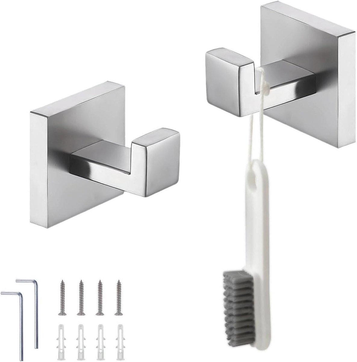 Handdoekhaken set - Wandhaken - Ruimte Organiseren - Roestvrij staal - 2 stuks - Zilver ma