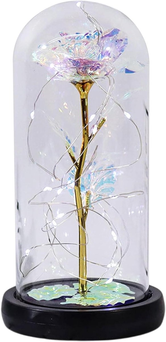 Eeuwige Roos - Kunstroos Ornament - Sfeer Verlichting - Regenboog Kleurverandering - Terrarium - Veelkleurig