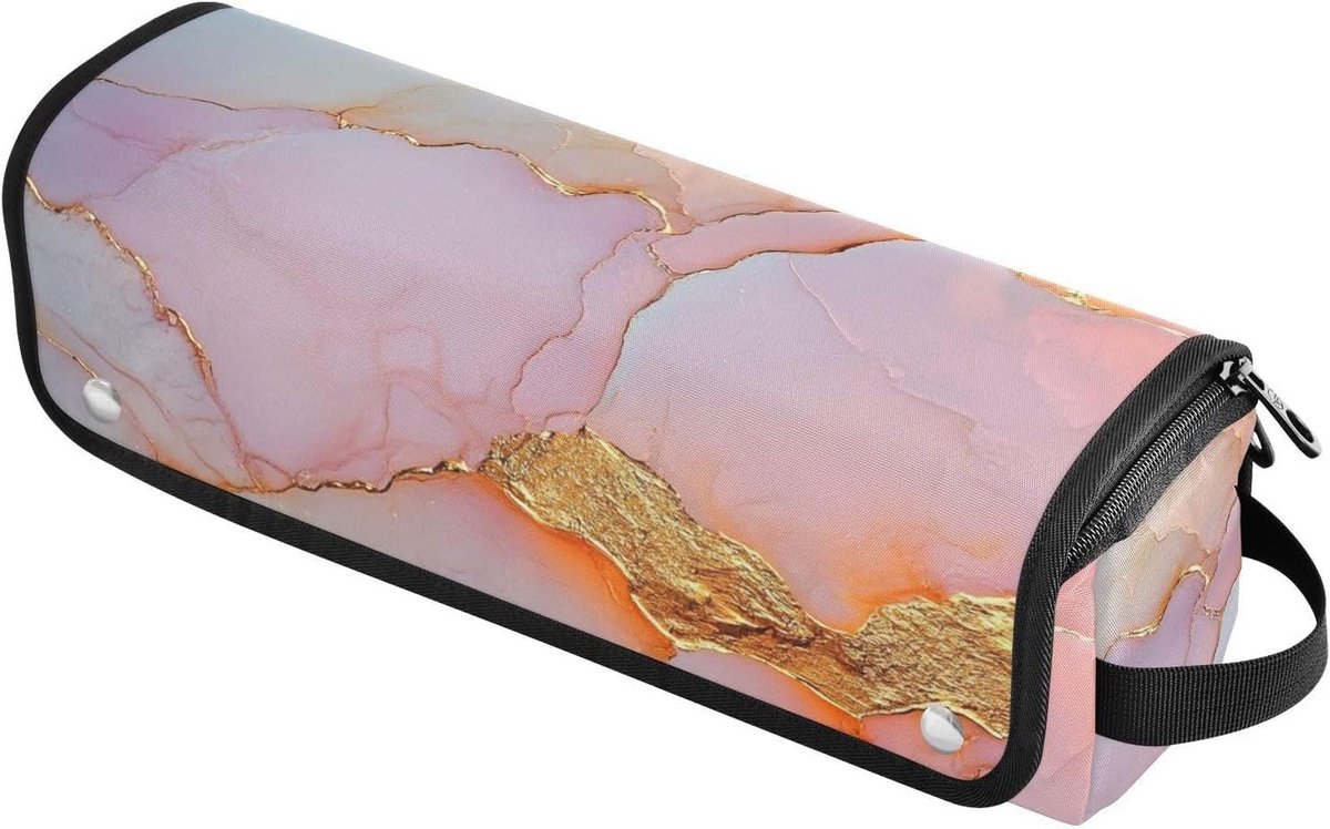Haarstyling Tas - Reis Organizer - Veilig Opbergen - Hittebestendige Mat - 37 cm Lengte - Marmer Wit Blush