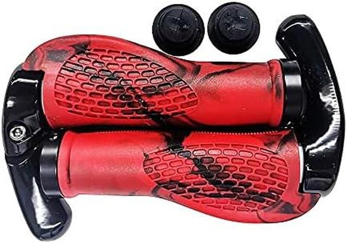 Fietsstuurgrepen - Handvatten Fiets - Comfortabel Fietsen - Ergonomisch Ontwerp - 13 cm Lengte - Rood Zwart