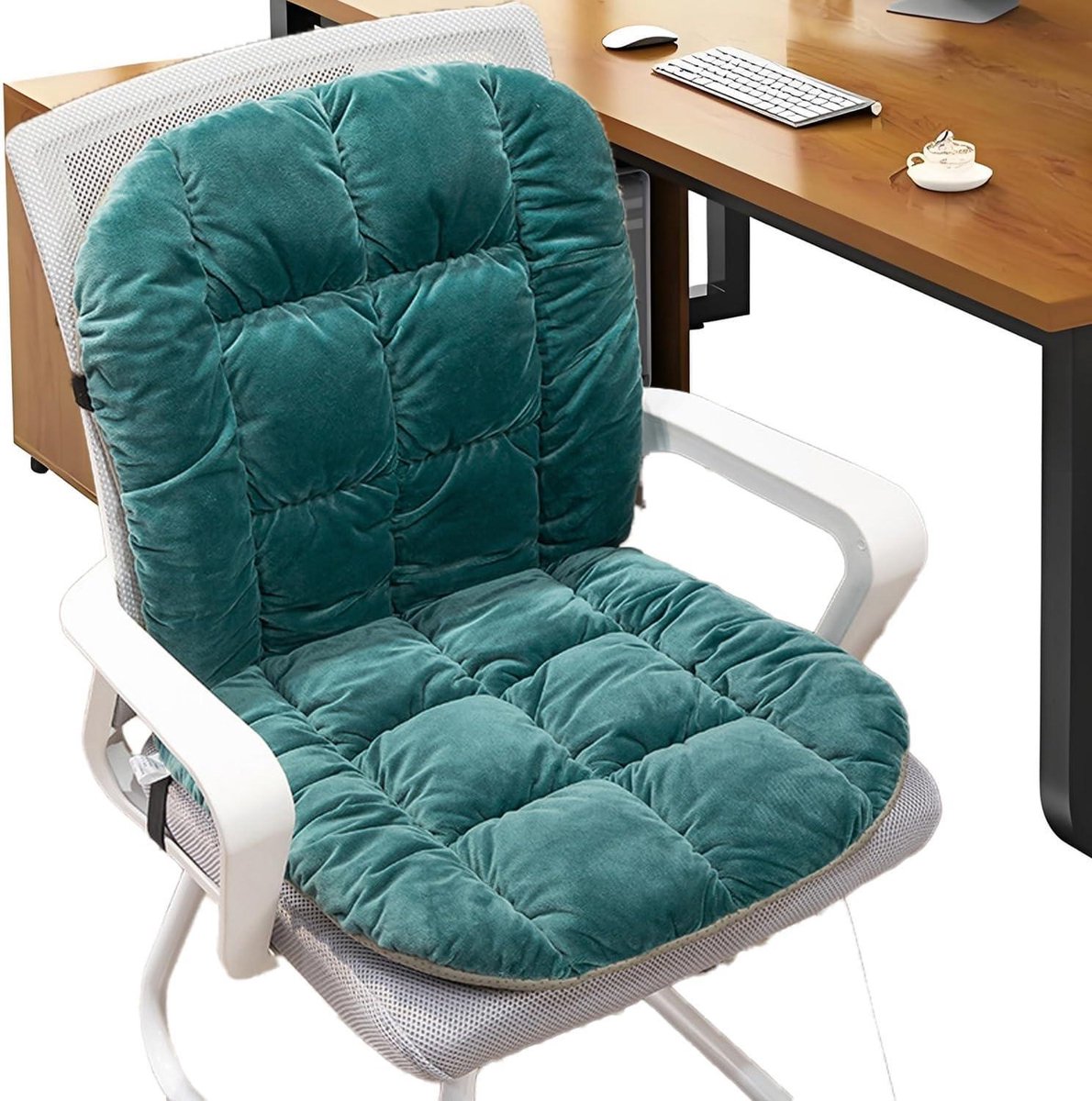 Zitkussen - Stoelkussen - Comfort Stoel - Antislip Banden - One Size - Donkergroen