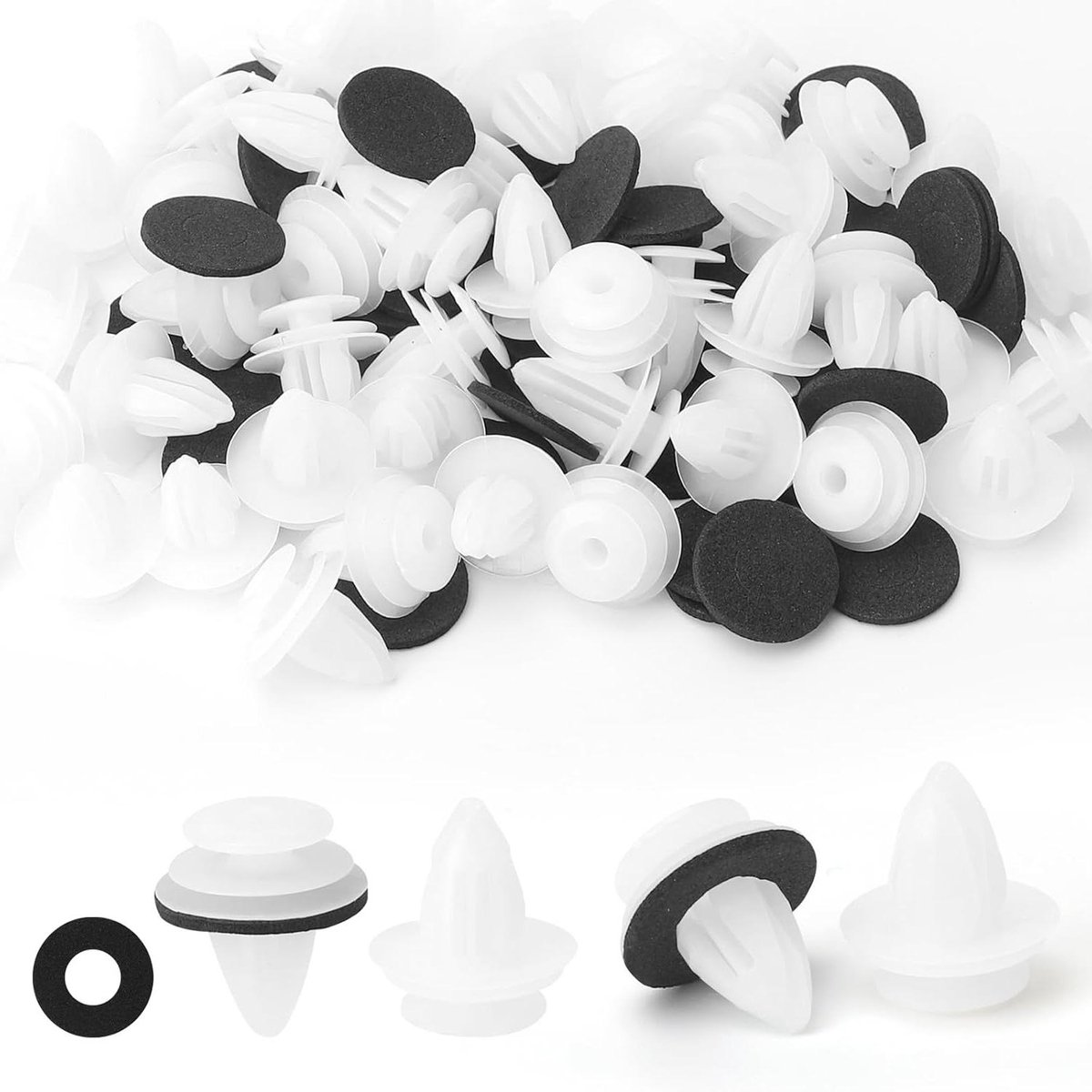 Bevestigingsclips - Kunststof Clips - Auto Interieur - Met Spons - 100 Stuks - Universeel