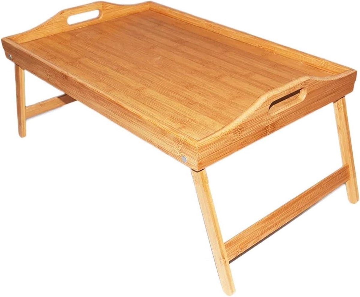 Bamboe Bedtafel - Laptop Bureau - Ontbijten en Werken - Verstelbaar Opvouwbaar - 51 x 31 cm - Natuurlijk Bamboe