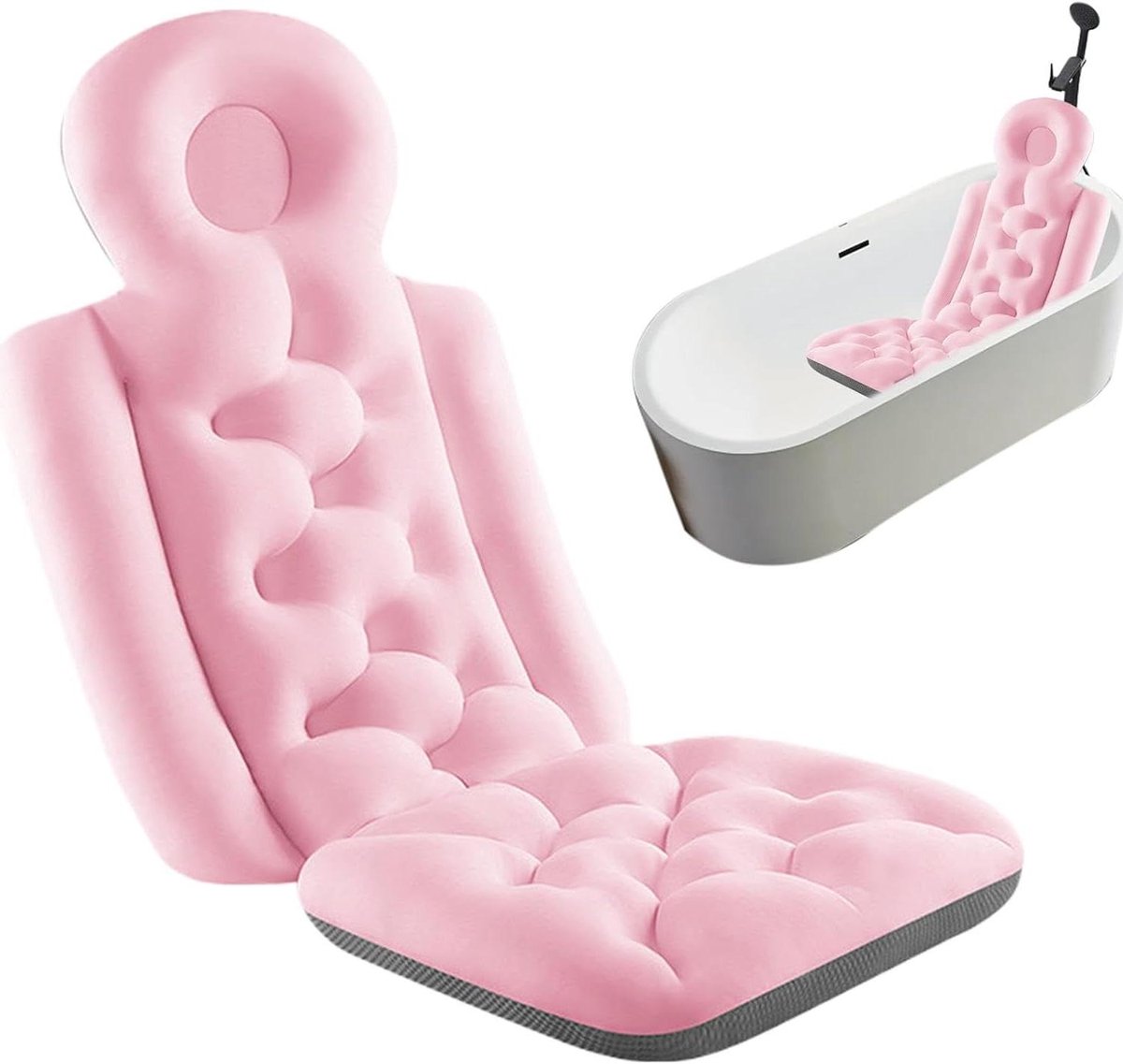 Badkussen - Lichaamskussen - Ontspanning in bad - Volledige lichaamssteun - 40 x 93 cm - Roze