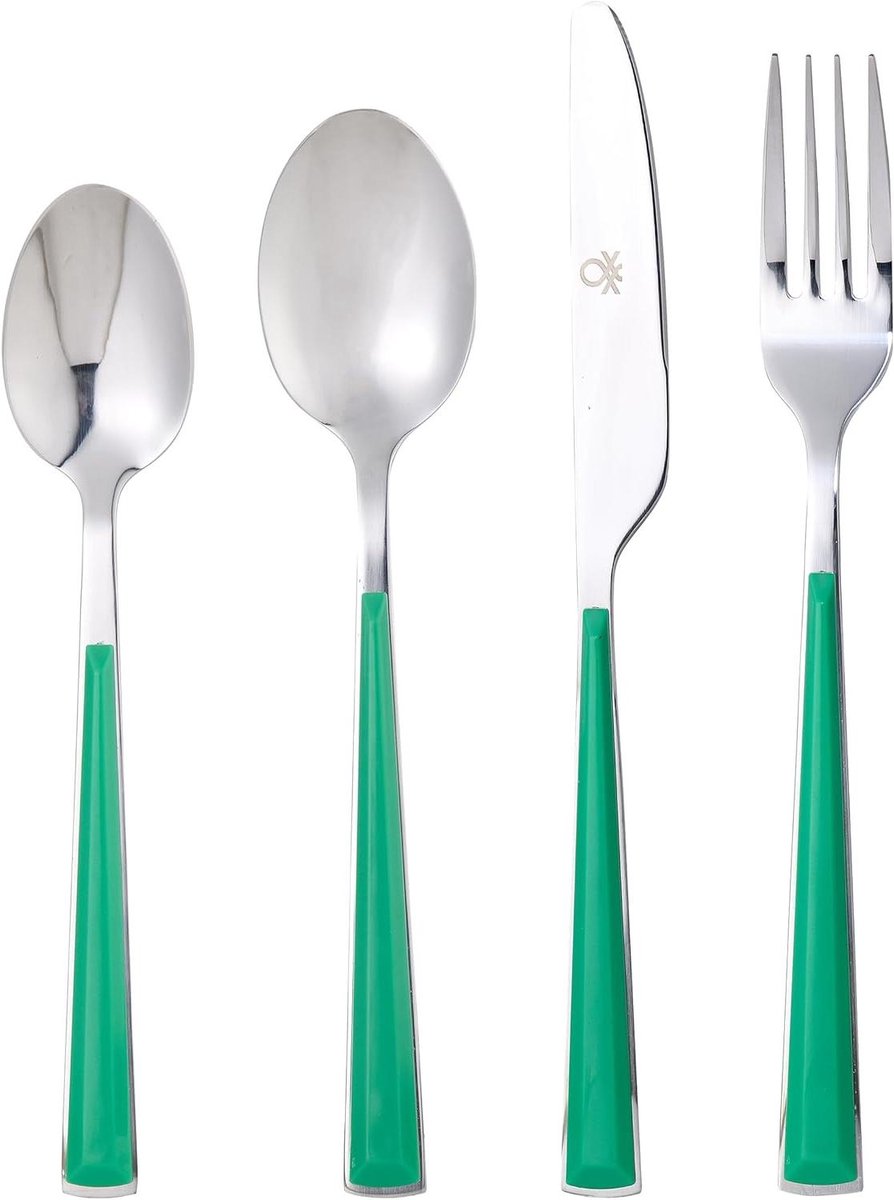 Bestekset - Keukengerei set - Dagelijks dineren - Roestvrij staal - 24-delig - Groen