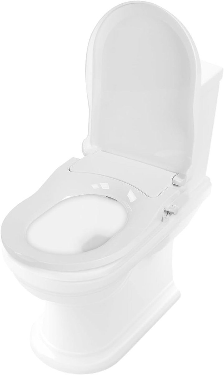 Bidet attachment voor toilet, 48 x 35 x 8 cm, niet-elektrische toiletzitting met twee sproeiers, geschikt voor gesloten toiletten met een gatafstand van 4,5 tot 6,4 inch, eenvoudig te installeren en hygiënisch in gebruik.