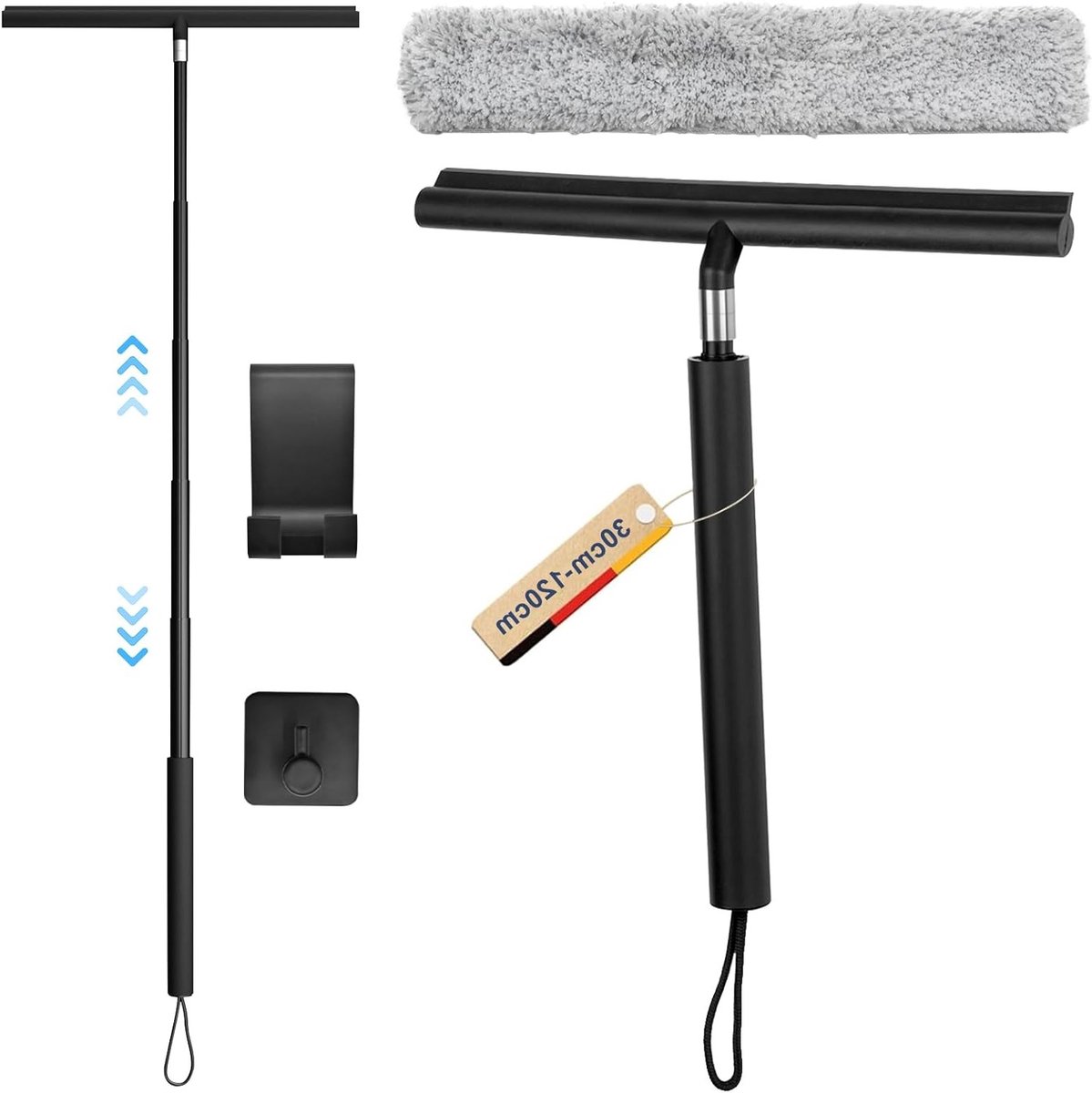 Verstelbare Douchewisser met Lange Handgreep 30-120 cm - Waterafvoer voor Vloer, Glas en Raam, Ideaal voor Douche en Badkamer