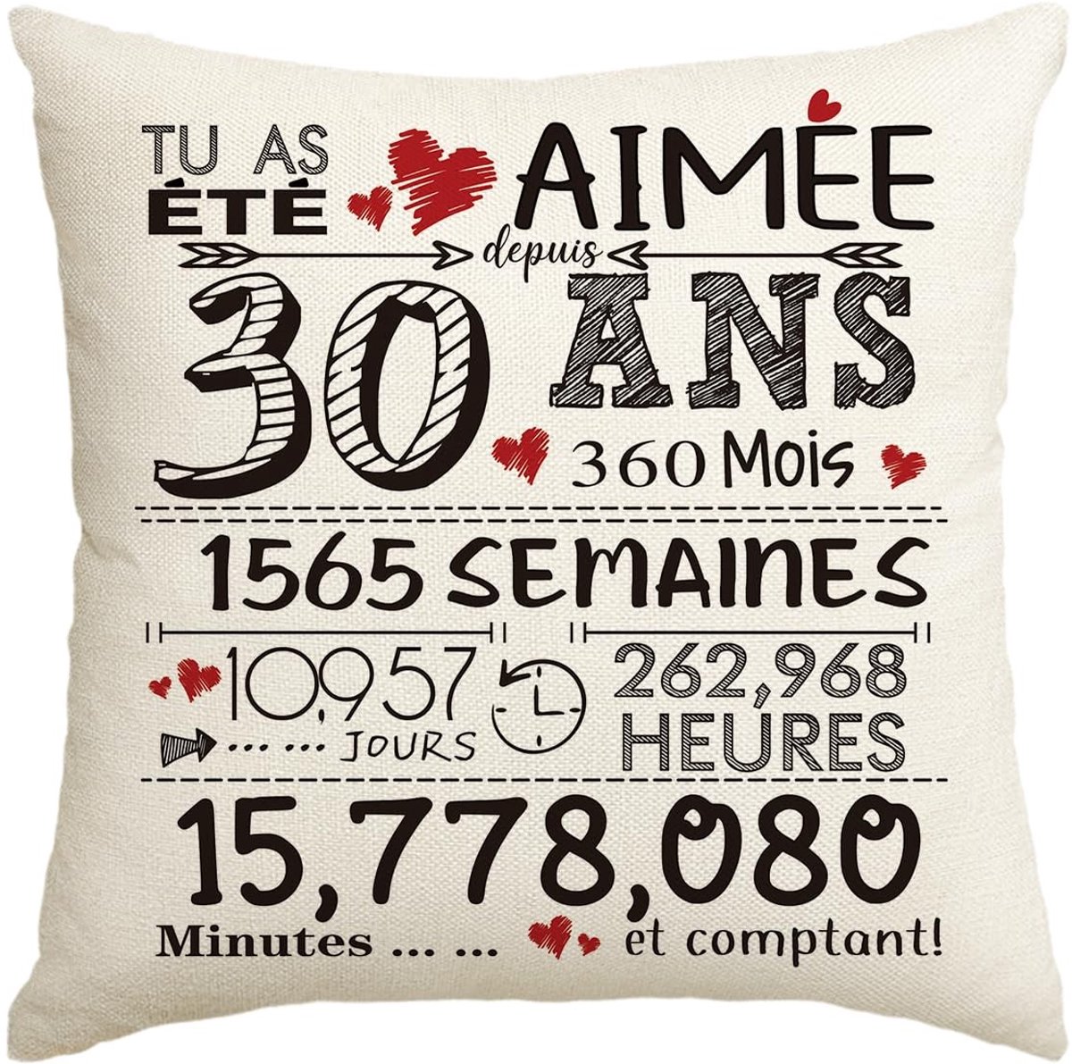Dailygoods - Dailygoody - Verjaardagscadeau kussensloop - 30 jaar - Ultrazacht gevoel - 45 x 45 cm - Huishouden - Decoratie - Geschikt voor elke ruimte - Warm en m...