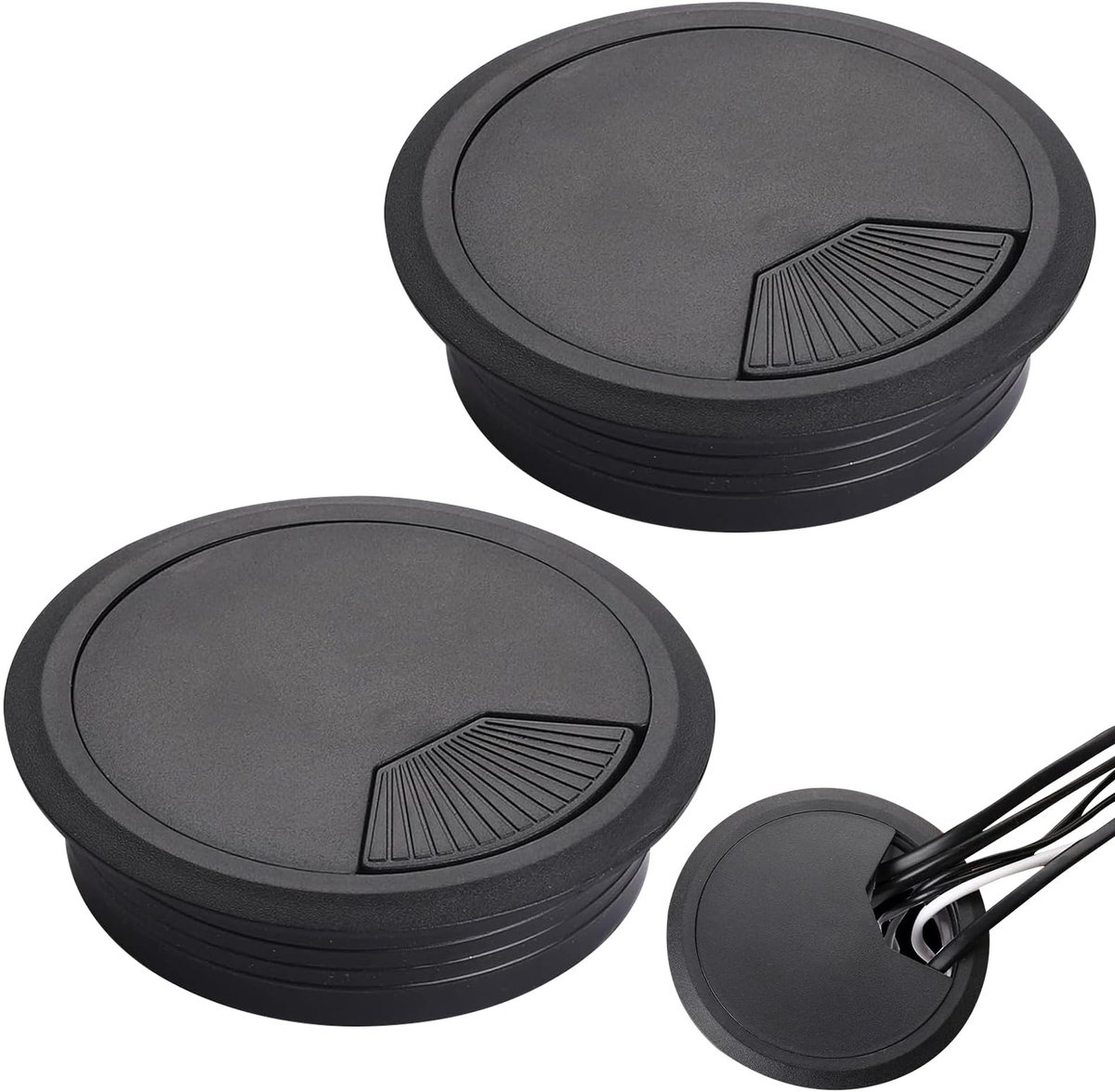 Dailygoods - Kabeldoorvoer voor Bureau, Set van 2 Stuks, Zwart