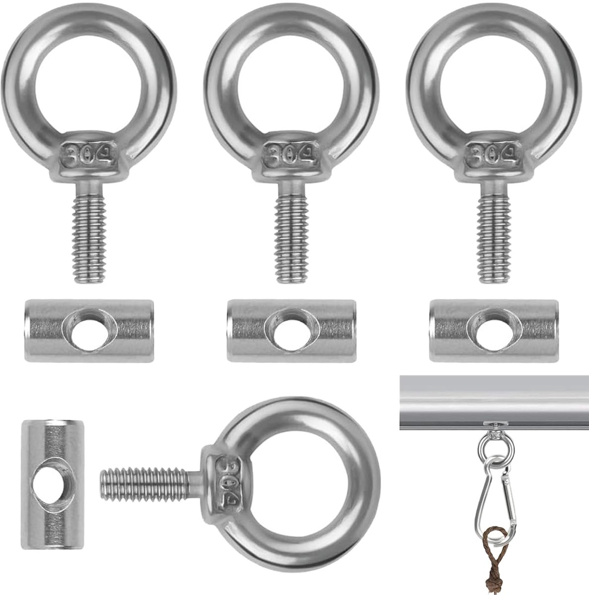 Dailygoods - Dailygoody - Set van 4 Kederstoppers voor Caravan en Boot - RVS 8-10mm