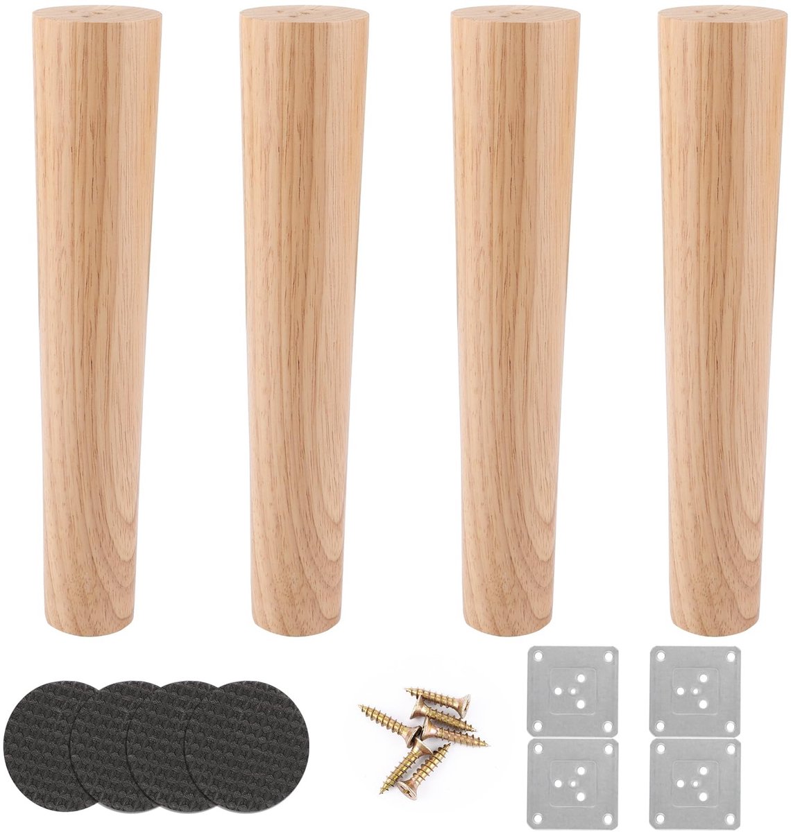 Dailygoods - Dailygoody - Ronde meubelpoten - Houten meubelpoten - Robuust en stijlvol - 25 cm - Vloerbescherming - Voor banken en tafels - Ideaal voor meubels