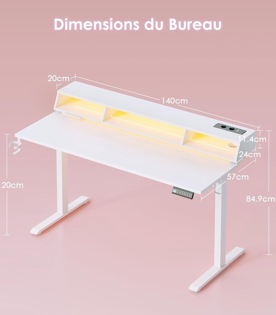 Gaming Bureau met LED Verlichting - Computertafel - Computermeubel - Design — afbeelding 4