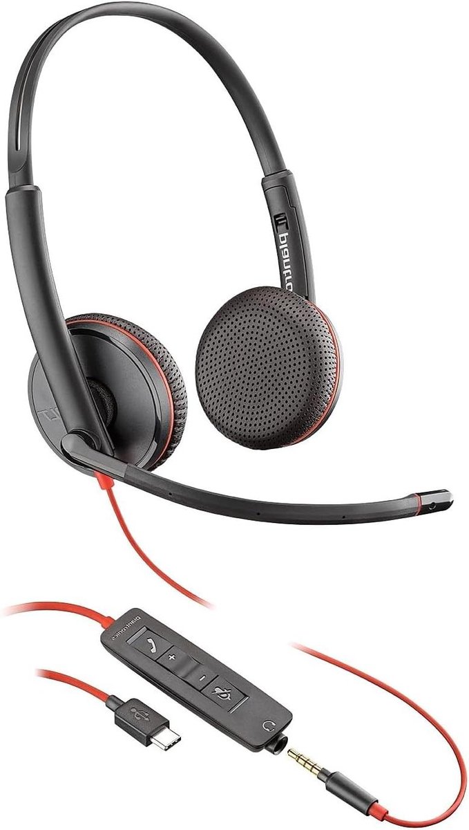 Stereo Headset - Bedrijfsheadset - Zakelijk Bellen - Dubbele Verbinding - 11 x 11 x 5 cm - Zwart