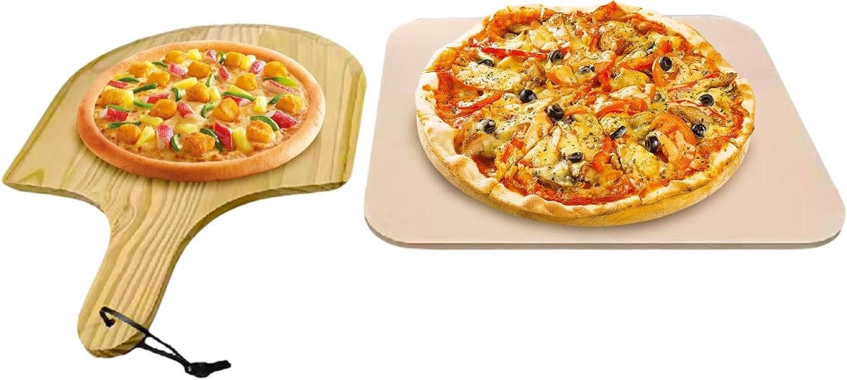 Pizza Steen - Bakplaat Oven - Pizza Bakken - Hittebestendig Cordieriet - 38 x 30 cm - Multicolor